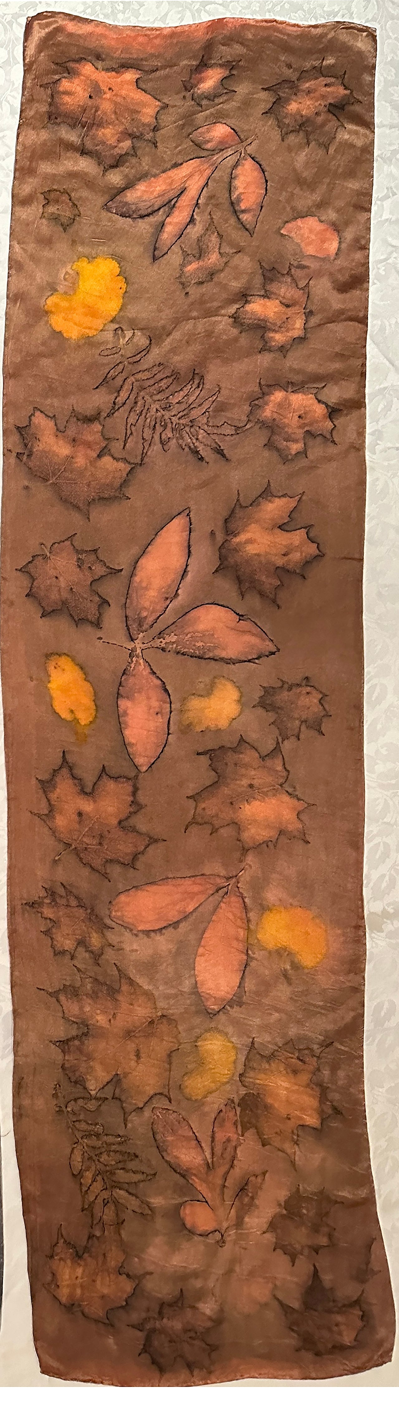 Botanical silk scarf 15" x 60" Madder Rust (#10)