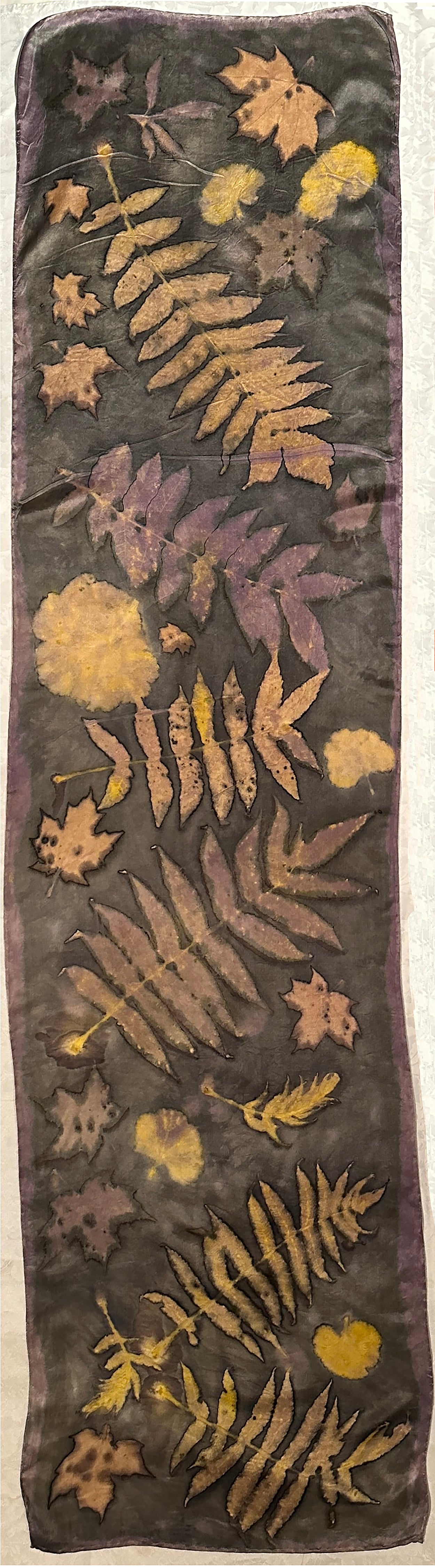 Botanical silk scarf 15" x 60" Logwood (#12)