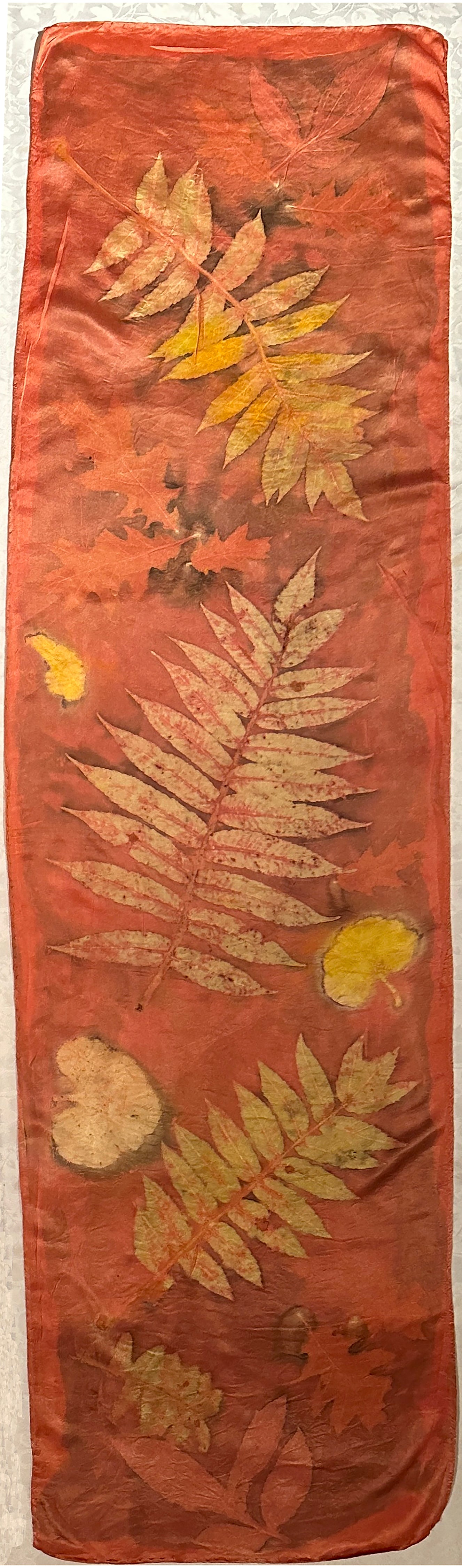 Botanical silk scarf 15" x 60" Madder (#3)
