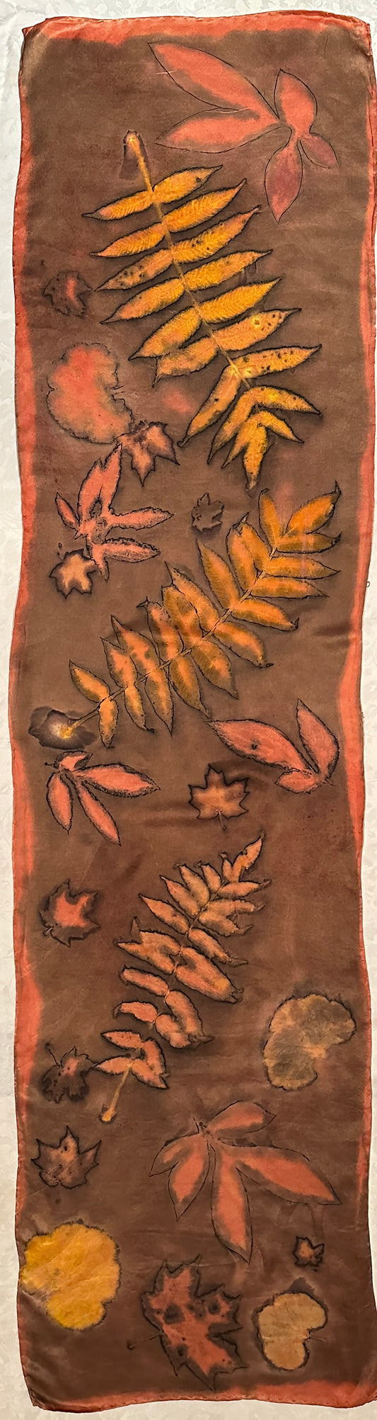Botanical silk scarf 15" x 60" Madder and Turmeric_14