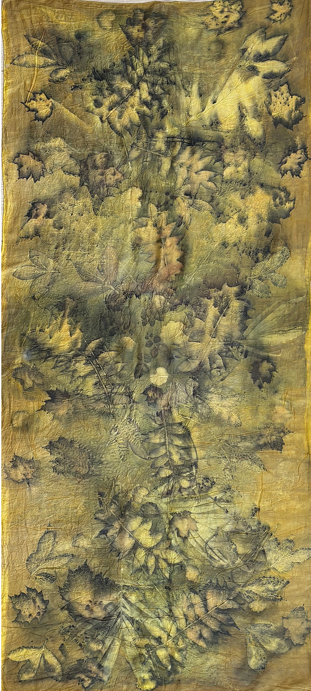 Hand printed botanical large silk scarf 35" x 78" [#123]
